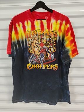 Sturgis 2008 Hot Ass Choppers Tie Dye Crewneck Short Sleeve Men's T-shirt  XL